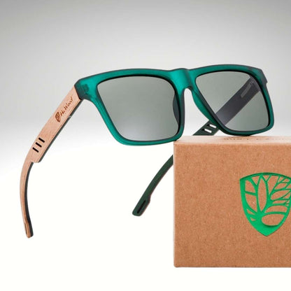 Lunettes de Soleil Carrées Pour Hommes Polarisées en Bois